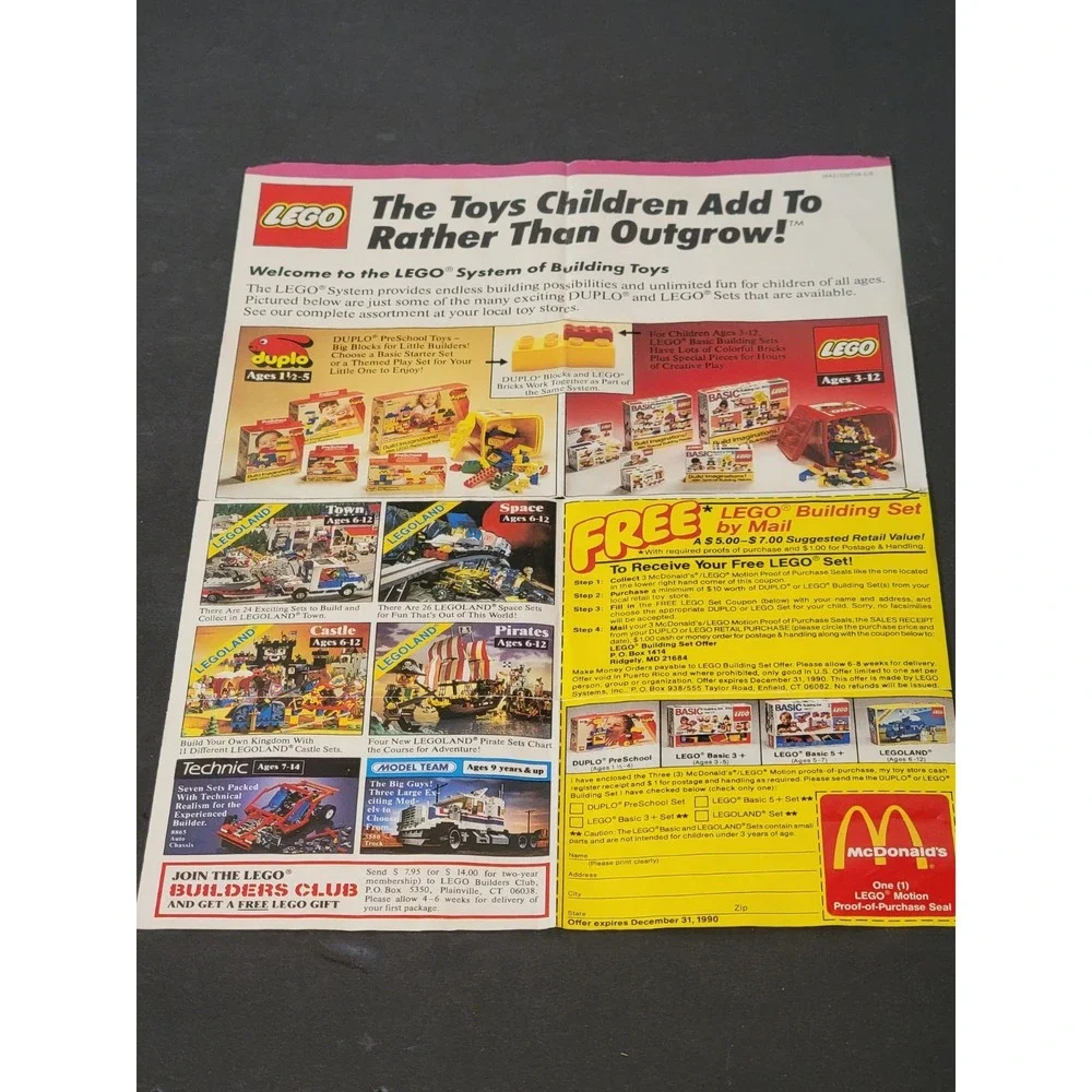 Vintage LEGO McDonald's Promo 1642‎ Sea Eagle Instructions Sheet